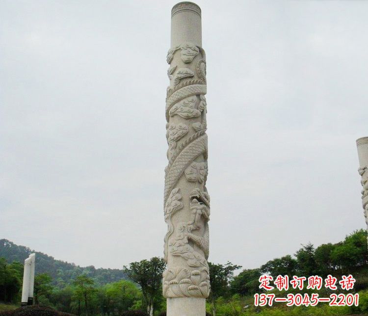 温州大理石盘龙柱广场文化柱石雕