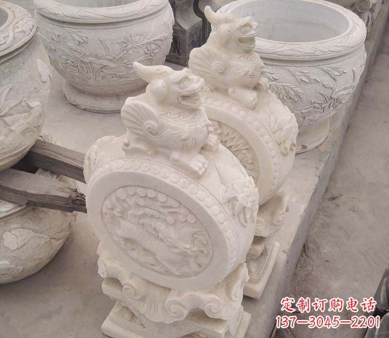 温州大理石貔貅抱鼓石雕塑