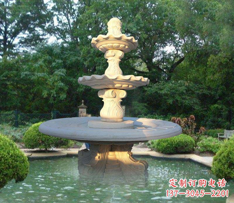 温州大理石三层喷泉公园石雕