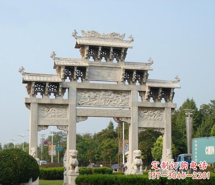 温州大理石三门广场石雕牌坊