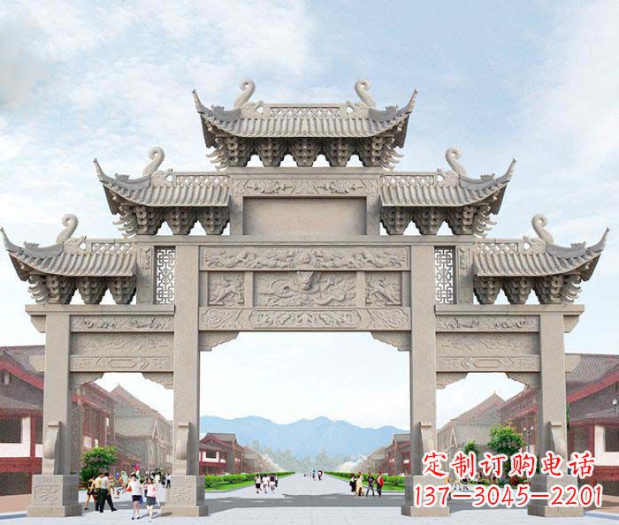 温州大理石三门石雕牌坊