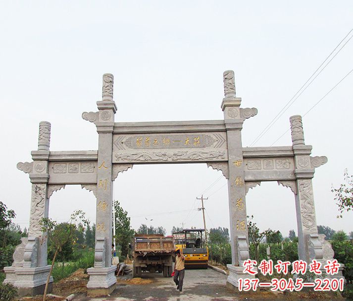 温州大理石三门石牌坊石雕