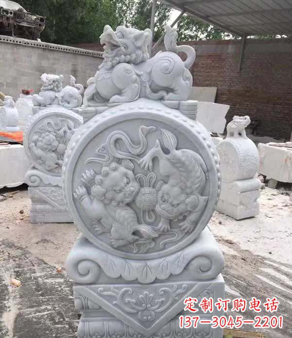 温州大理石狮子抱鼓石雕塑