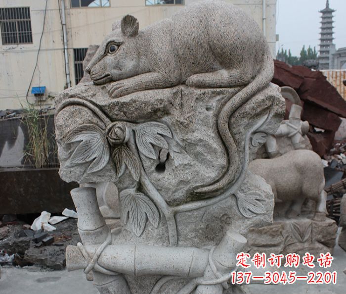 温州大理石生肖鼠石雕