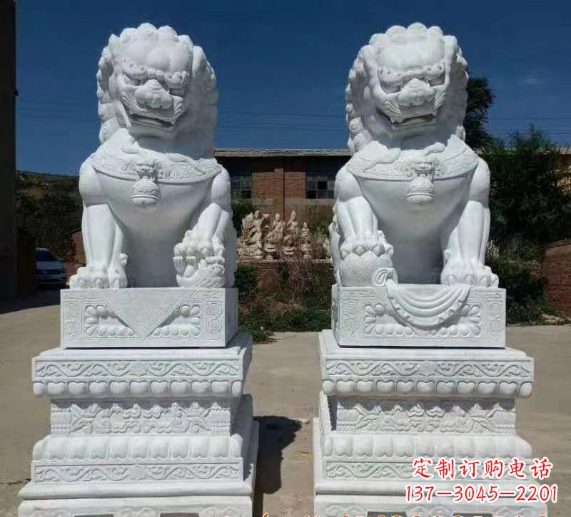 温州大理石狮子石雕,雕塑定制精美狮子