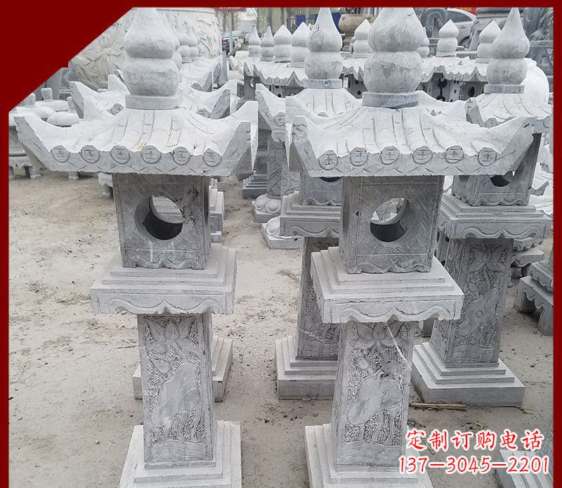 温州大理石石灯笼寺庙石雕 (2)