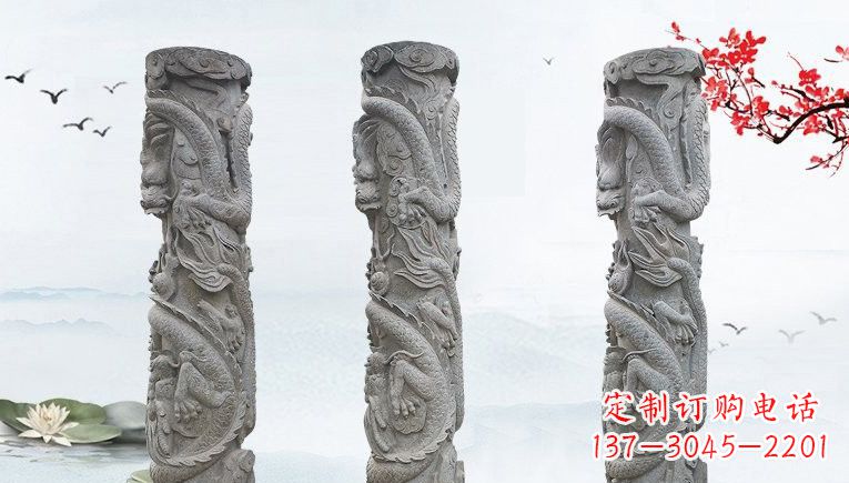 温州精美大理石龙柱雕塑
