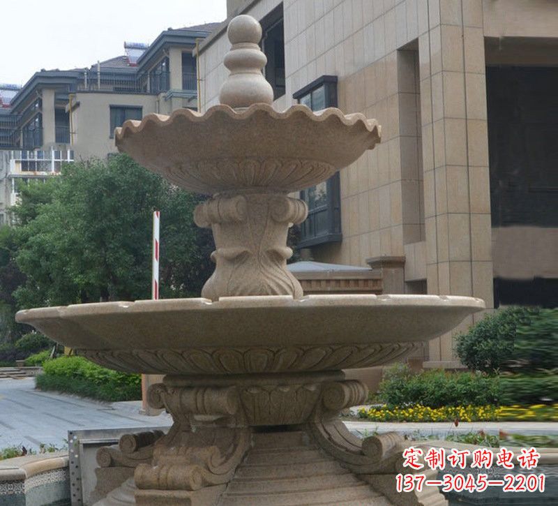 温州简约双层大理石喷泉雕塑
