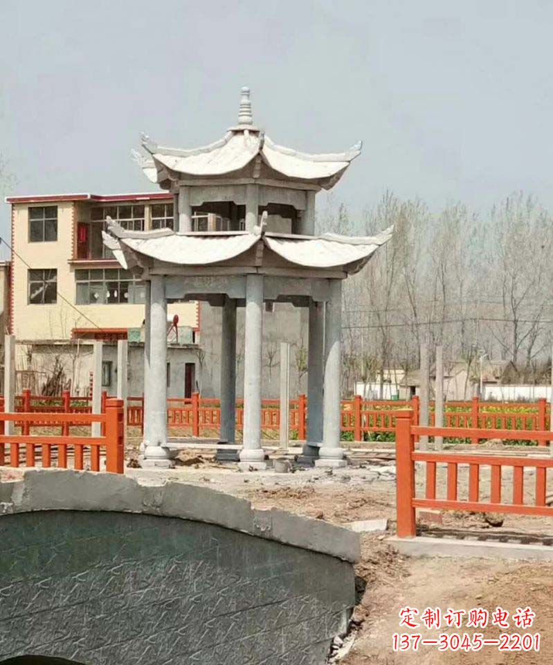 温州大理石双层凉亭雕塑