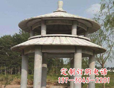温州大理石双层圆顶凉亭石雕