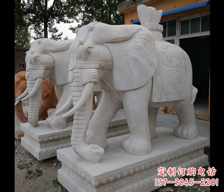温州大理石大象雕塑,招财进宝