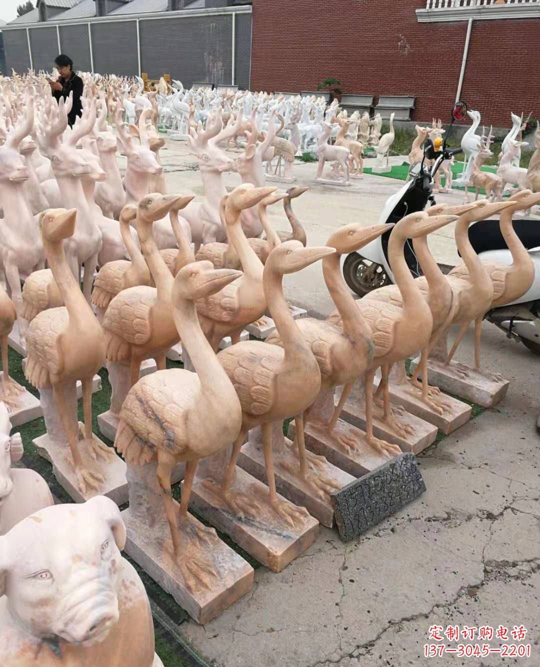 温州丹顶鹤大理石雕塑