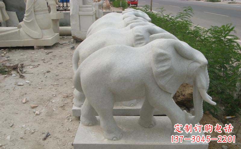 温州大理石小象公园动物石雕