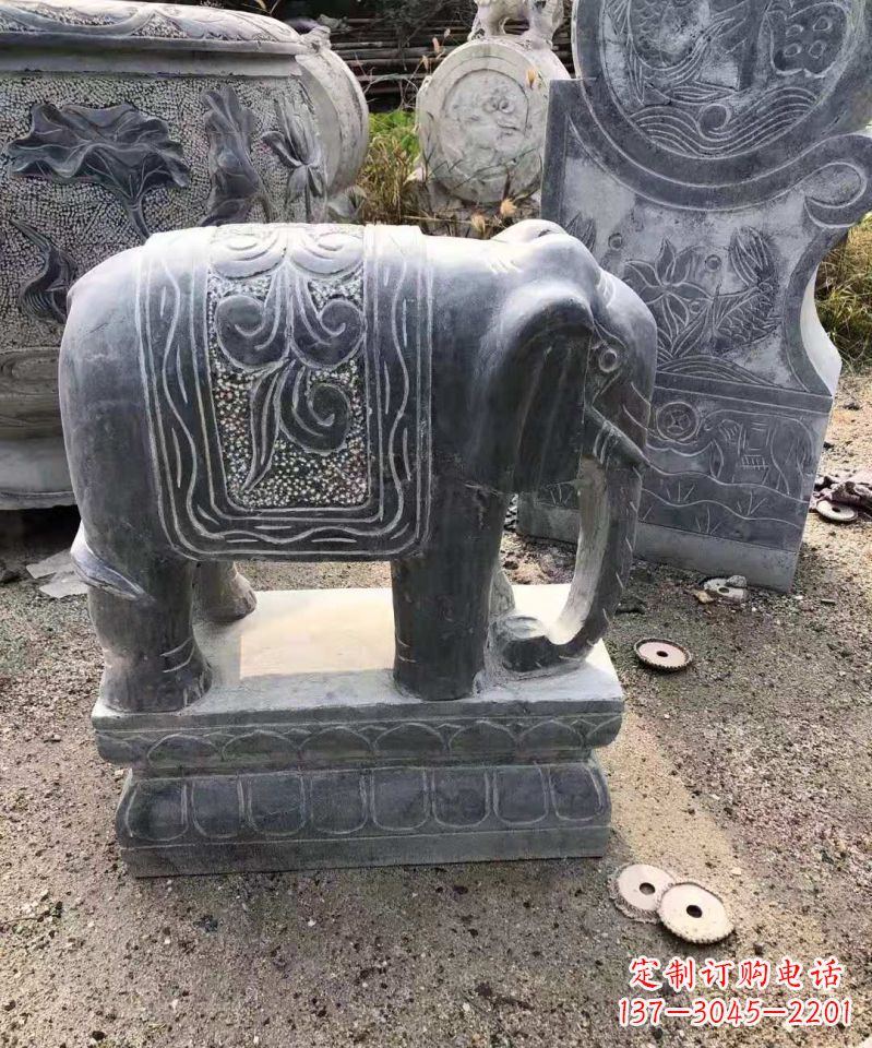 温州大理石大象雕塑