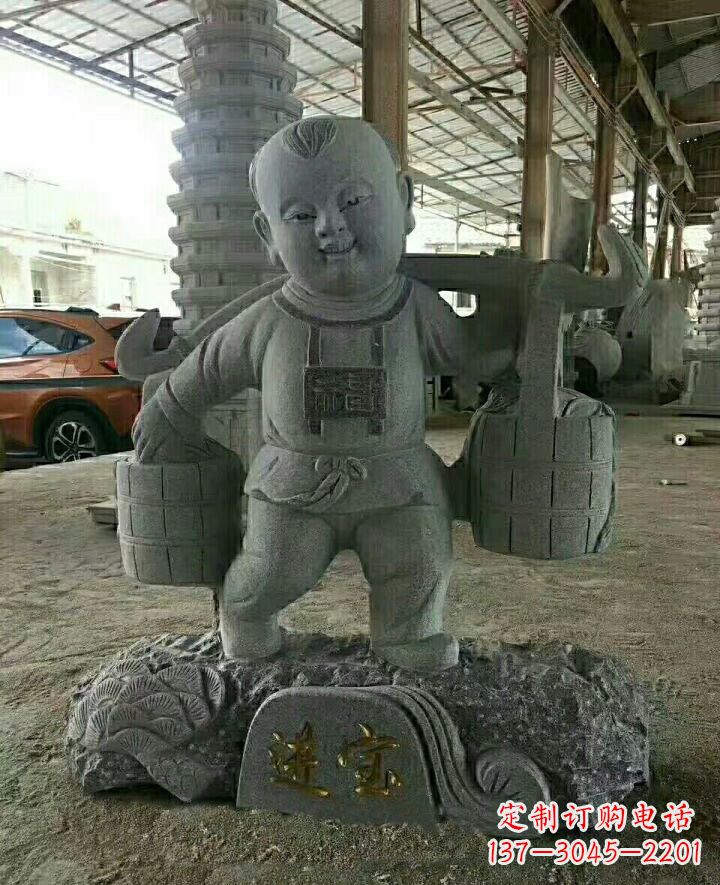 温州大理石招财进宝古代儿童雕塑