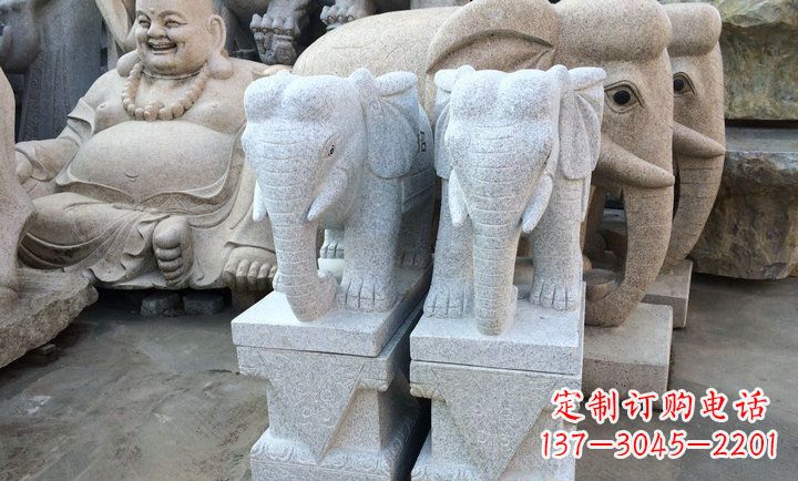温州大理石招财进宝门口大象石雕