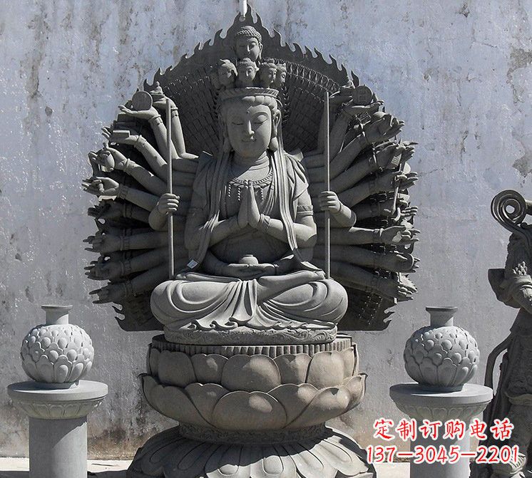 温州宗教庙宇千手观音大理石雕塑