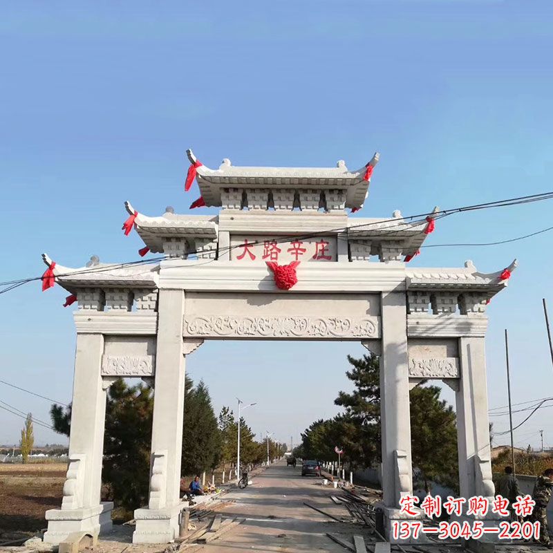 温州大路辛庄汉白玉石雕牌楼