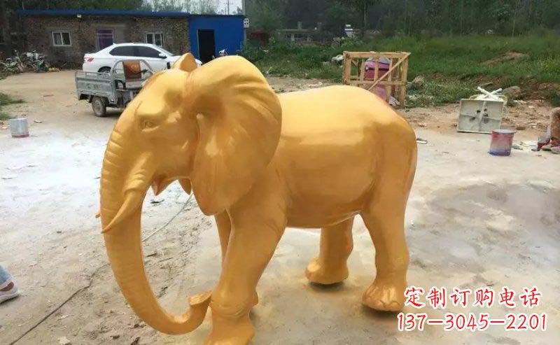温州精美的大象玻璃钢仿铜雕塑