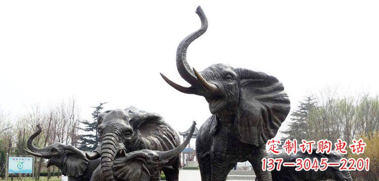温州浓情大象群铜雕景观