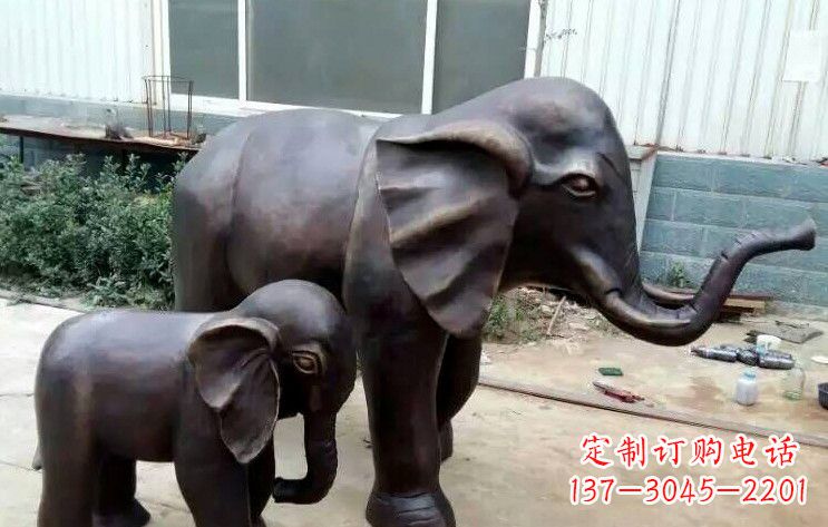 温州浓情母子情·大象铜雕塑