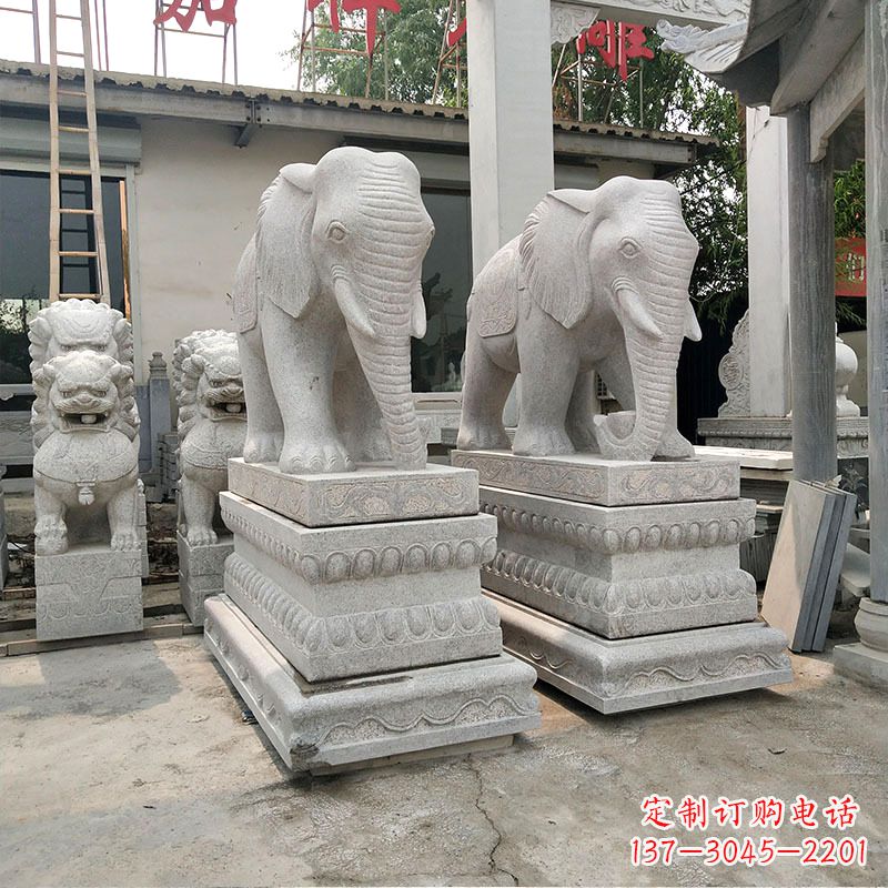 温州石材大象喷水雕塑