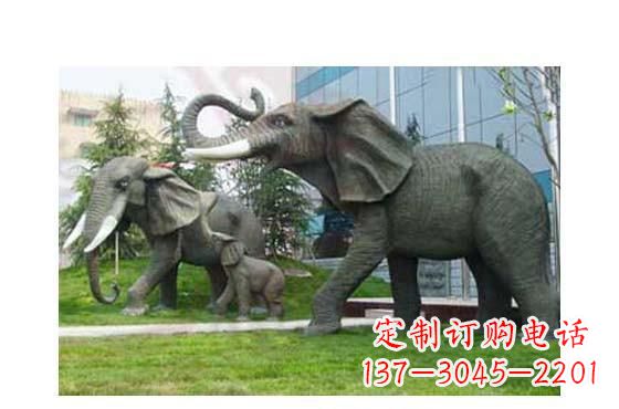 温州精美铜雕大象一家三口