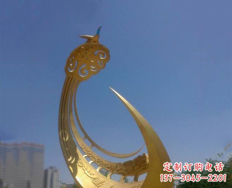 温州大型不锈钢创意凤凰雕塑