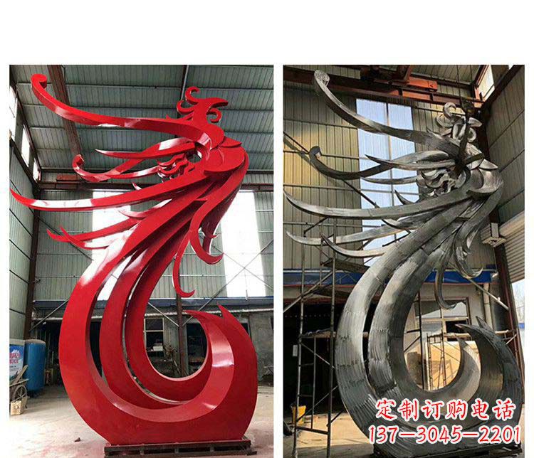 温州大型不锈钢凤凰摆件雕塑