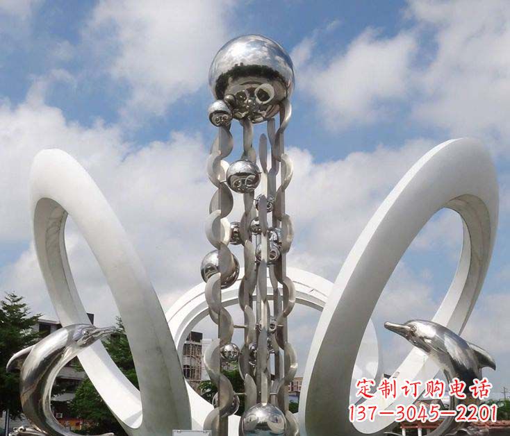 温州精致不锈钢海豚雕塑