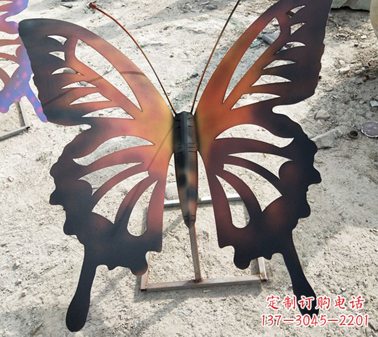 温州大型不锈钢铁艺蝴蝶雕塑,户外公园园林彩色昆虫摆件