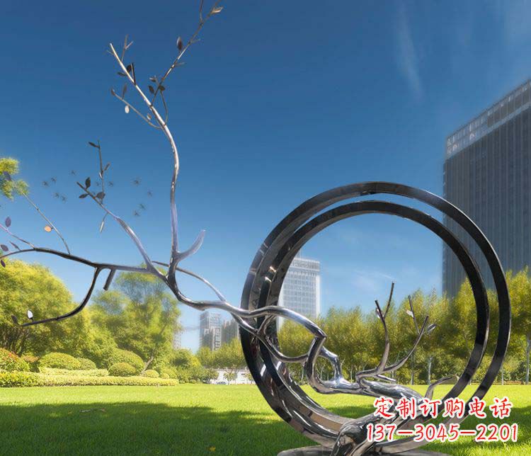 温州超大不锈钢环形景观雕塑
