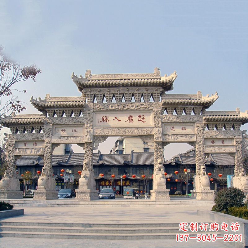 温州五门石雕牌坊雕塑——让城市更美丽