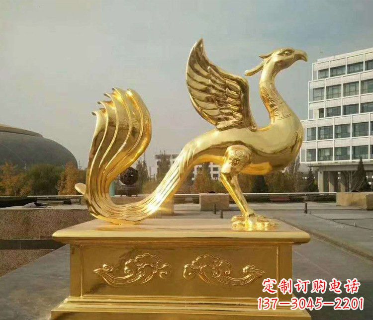 温州大型凤凰动物铜雕塑