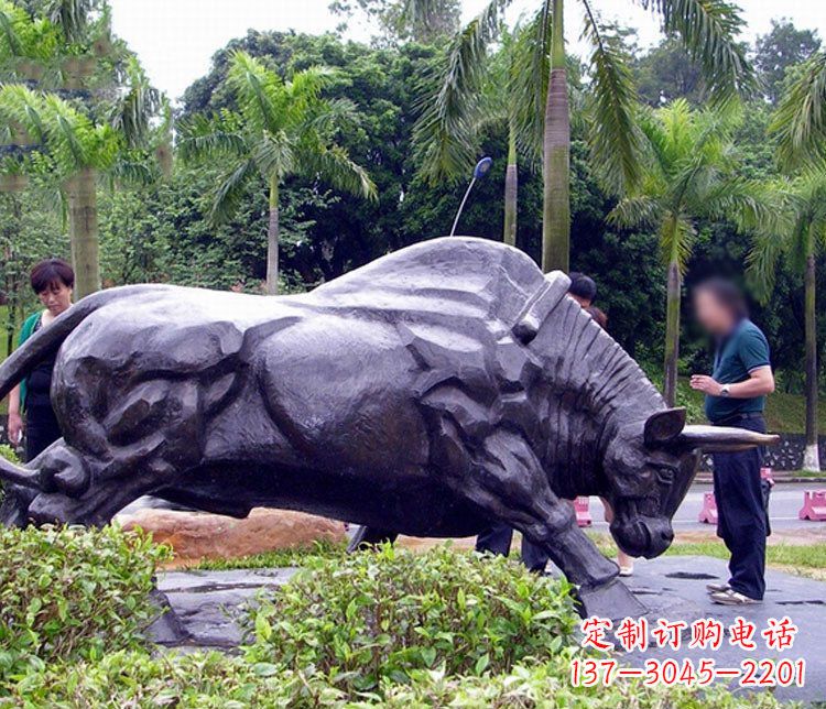 温州大型公园动物牛铜雕塑