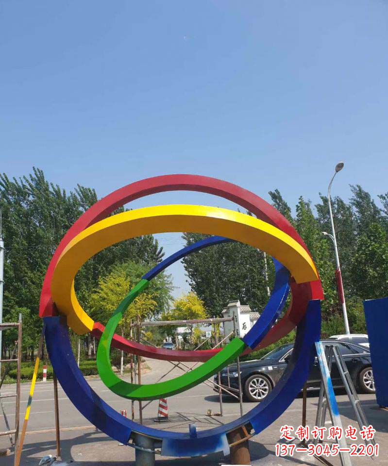 温州大型不锈钢广场圆环景观雕塑
