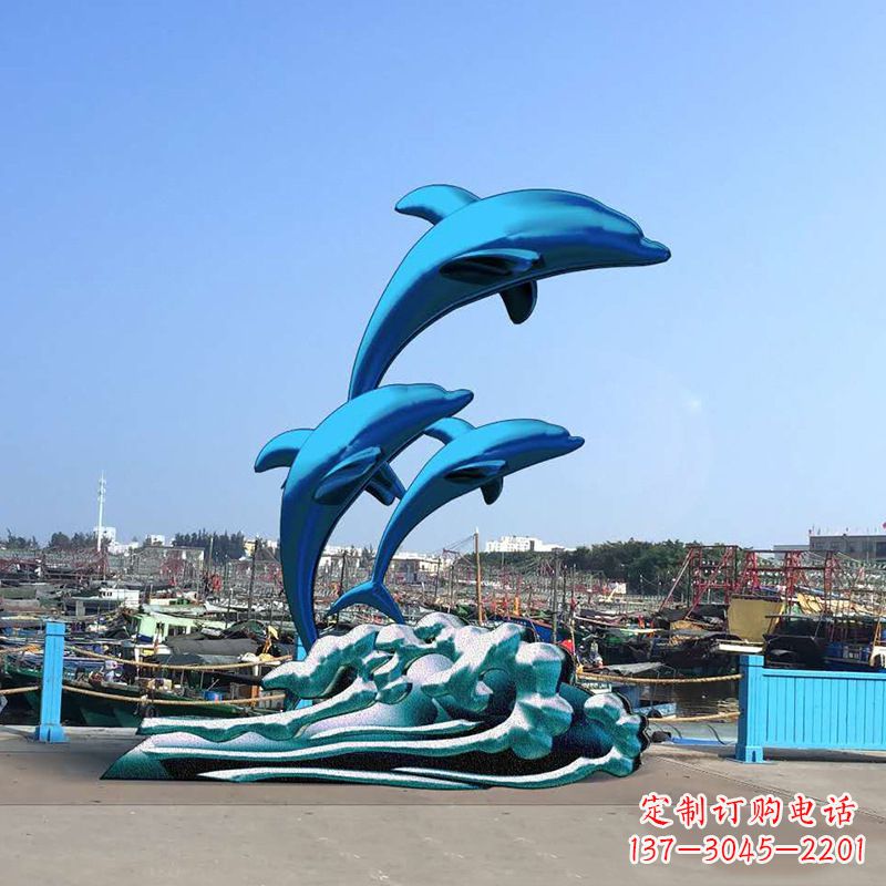 温州大型海豚玻璃钢景观雕塑