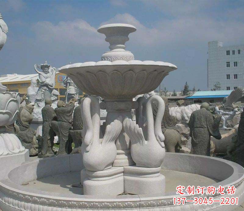 温州汉白玉高端天鹅雕塑