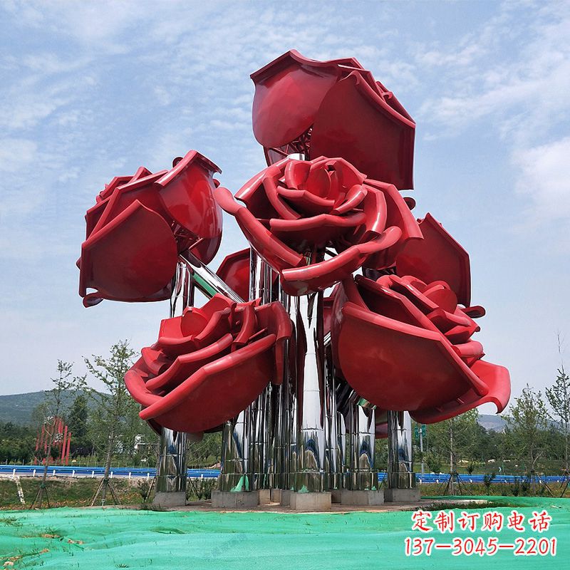温州精美不锈钢玫瑰花景观雕塑