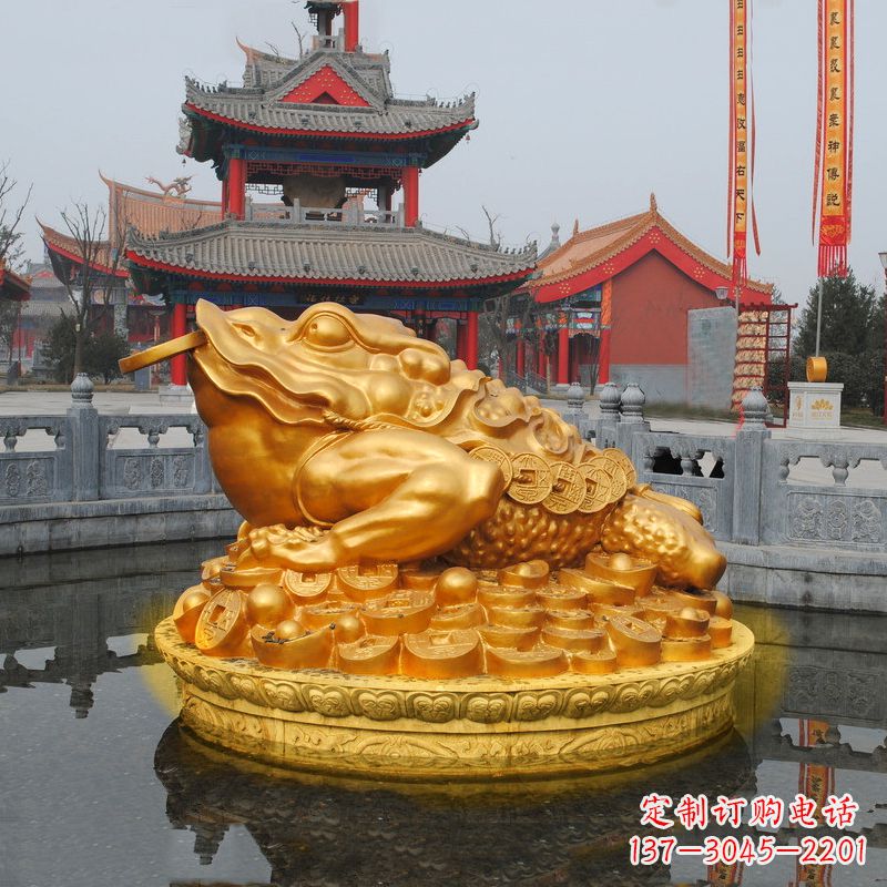 温州大型鎏金金蟾景区水景神兽动物雕塑
