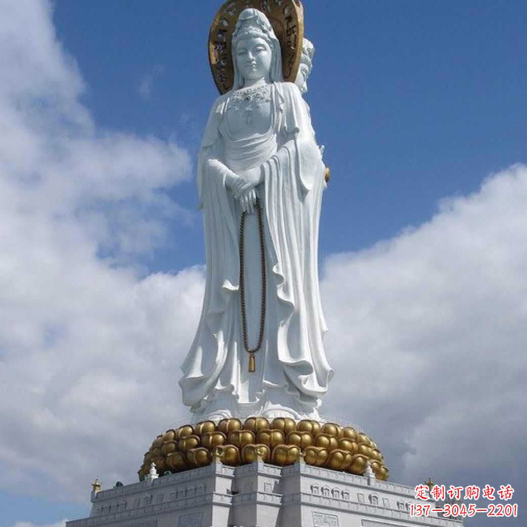 温州大型三面观音菩萨石雕