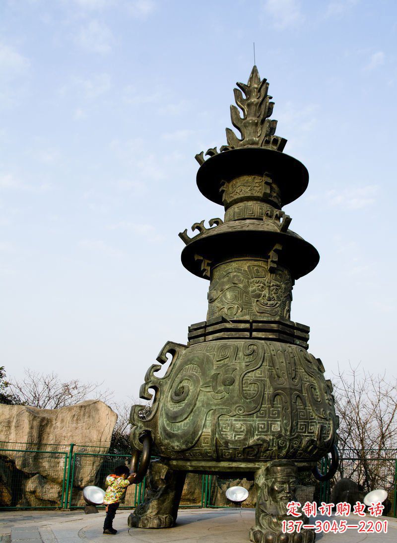 温州大型三足香炉寺庙铜雕