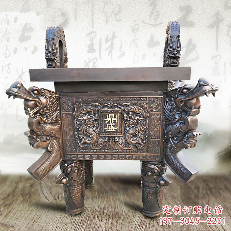 温州典雅双龙四龙铜鼎雕塑