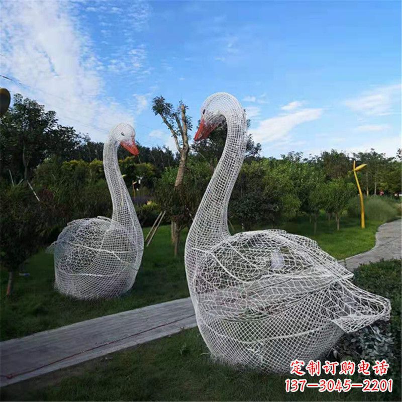 温州梦幻般的大型网格天鹅景观动物雕塑