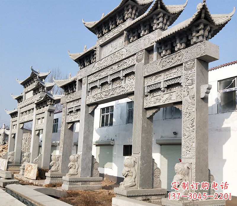 温州五门仿古牌坊石雕