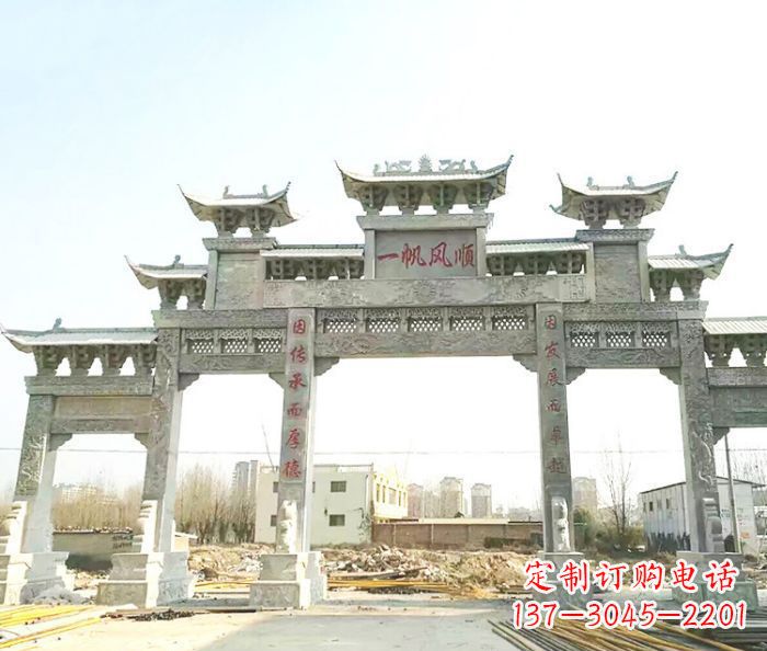 温州大型五门石雕牌楼 (3)