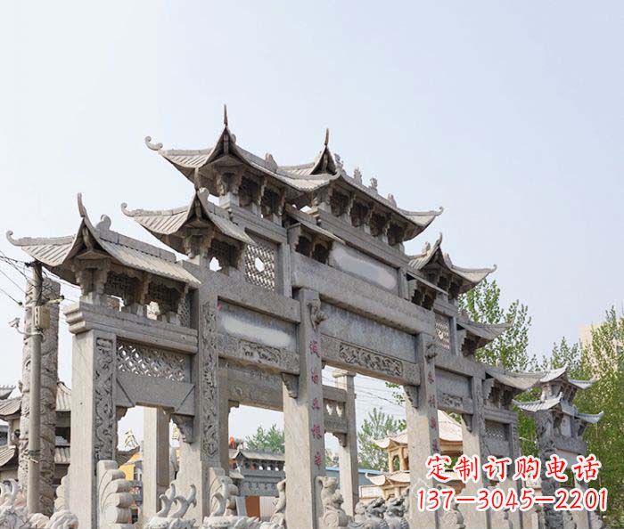 温州大型五门石雕牌楼 (2)