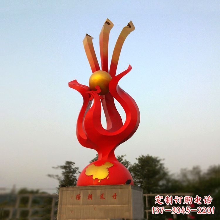 温州丹凤朝阳不锈钢凤凰雕塑-公园神兽标识景观雕塑