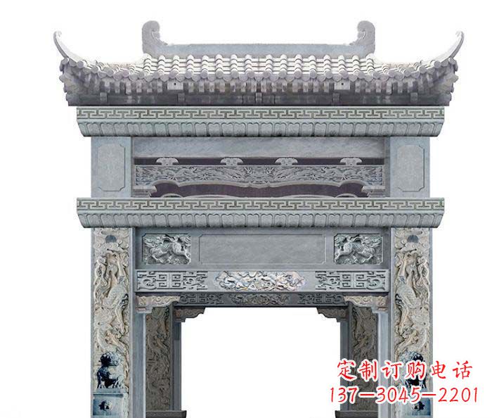 温州单门村口石雕牌坊 (2)