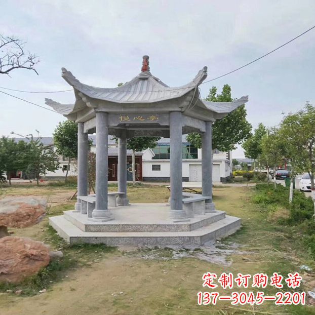 温州单层六角石凉亭公园亭子
